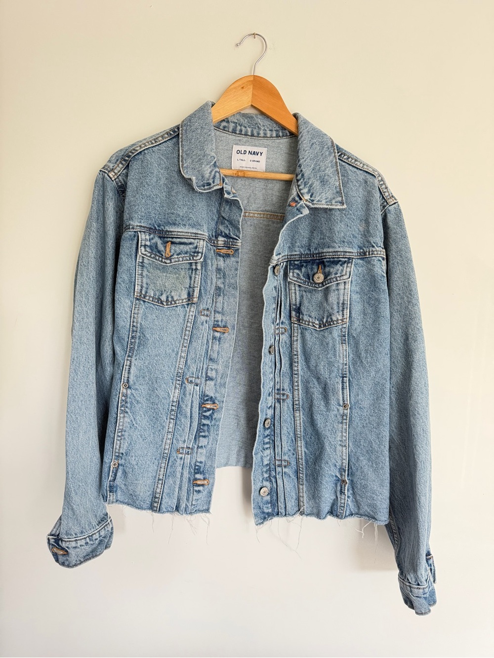 Old Navy Distressed Denim Jacket | Size Large Tall